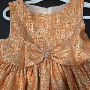 Orange Pleated Sundress for Wedding Guest